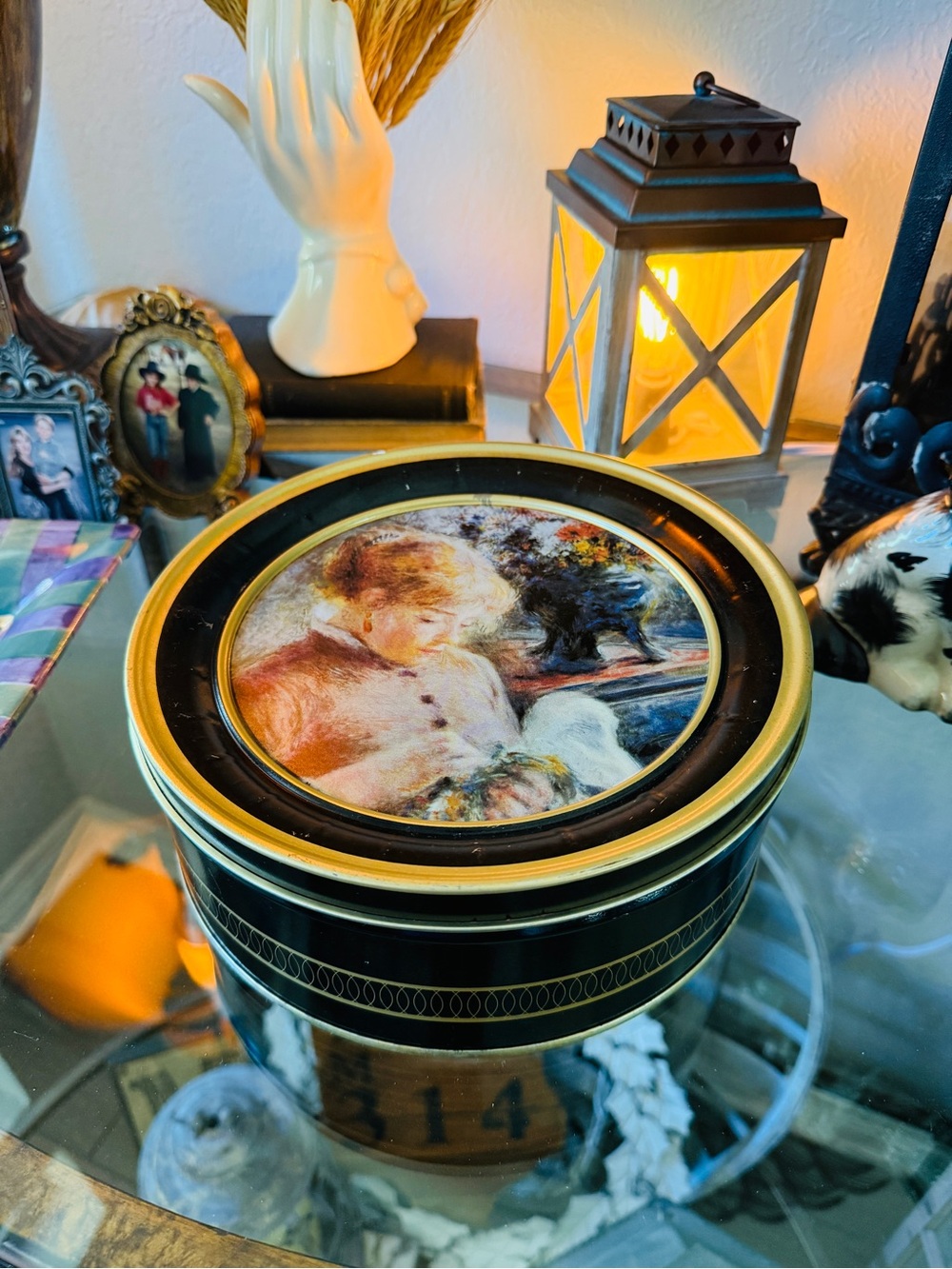 Mystery Vintage Bundle-Renoir Tin-Filled with Vintage Home Decor Items 1800-1970 - Picture 5 of 16